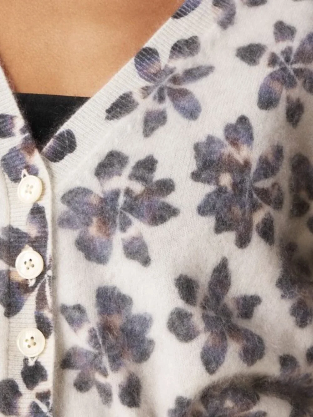 J. Crew Brushed cashmere party cardigan in floral print L